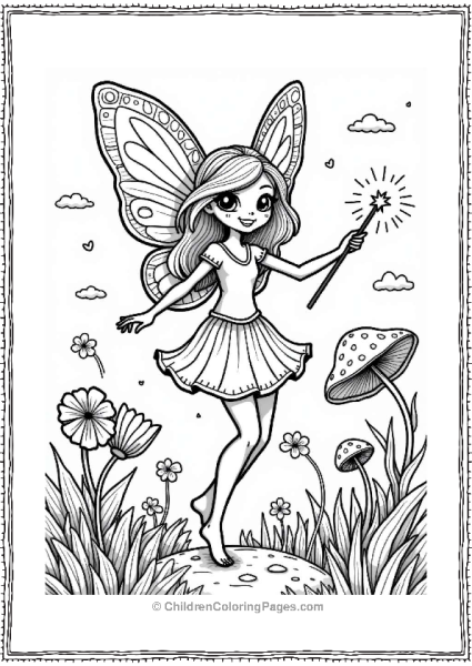 Playful Fairy In A Whimsical Meadow Free PDF Printable