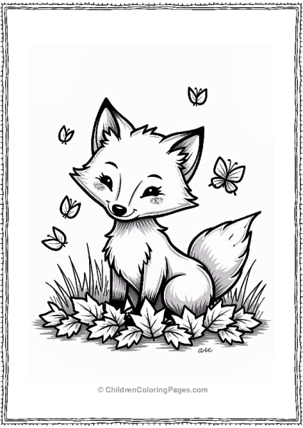 Playful Fox Among Colorful Fall Leaves Free PDF Printable