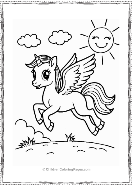 Playful Pegasus In A Bright Blue Sky Free PDF Printable