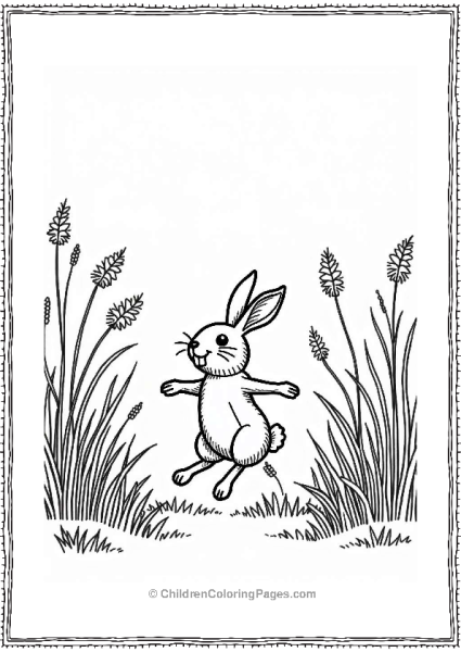 Playful Rabbit In A Grassland Ecosystem Free PDF Printable