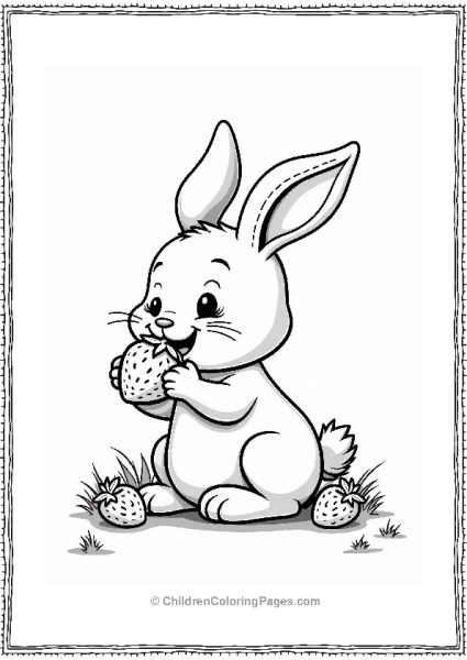 Playful Rabbit With Strawberries Free PDF Printable