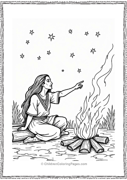 Pocahontas And The Settler Under The Stars Free PDF Printable