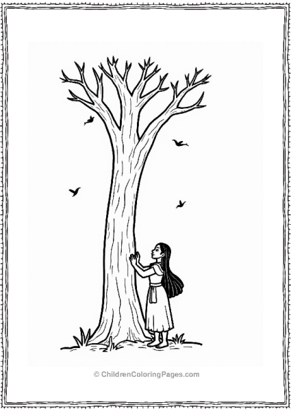 Pocahontas Embracing A Tall Tree Free PDF Printable