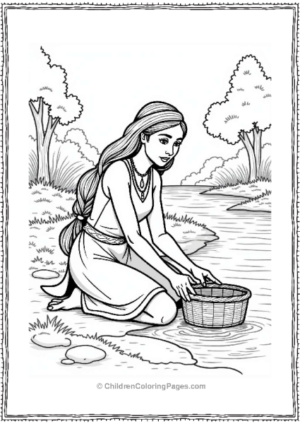 Pocahontas Gathering Clay By The River Free PDF Printable