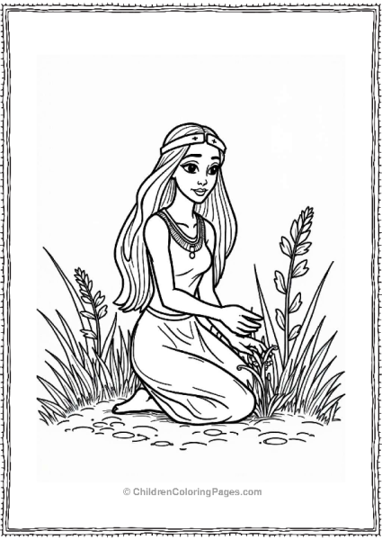 Pocahontas Gathering Herbs In The Field Free PDF Printable