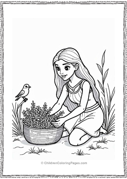 Pocahontas Gathering Herbs In The Garden Free PDF Printable