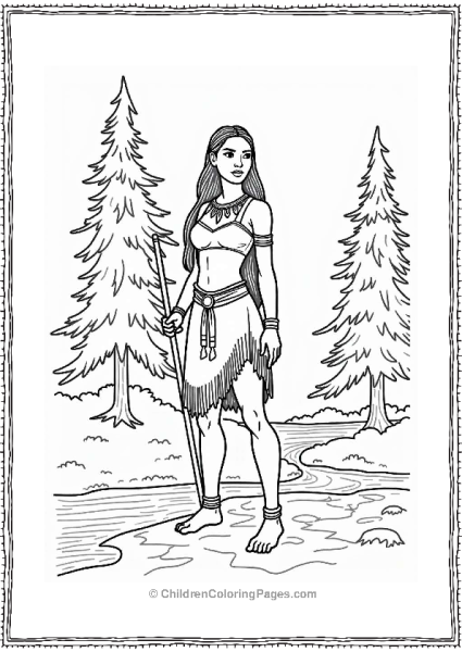 Pocahontas Holding A Peace Pipe Free PDF Printable