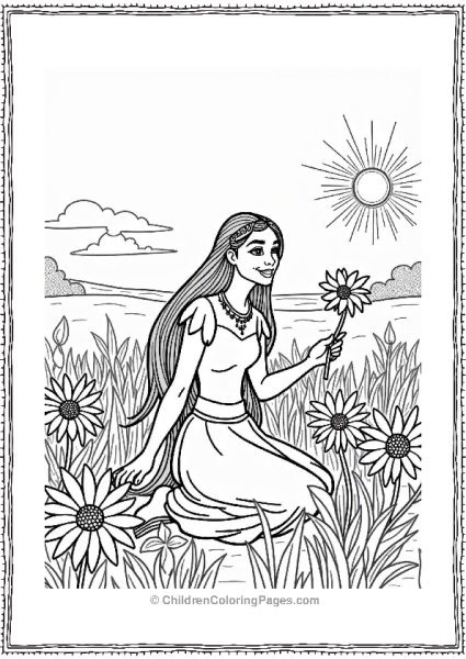 Pocahontas In A Field Of Flowers Free PDF Printable