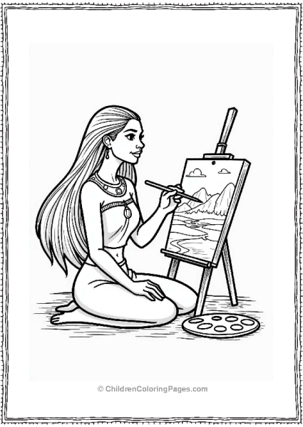 Pocahontas Painting In Nature Free PDF Printable