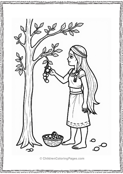 Pocahontas Picking Fruits Free PDF Printable