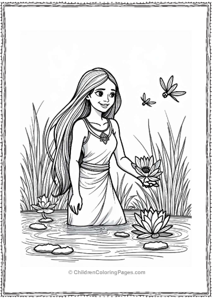 Pocahontas Picking Water Lilies Free PDF Printable