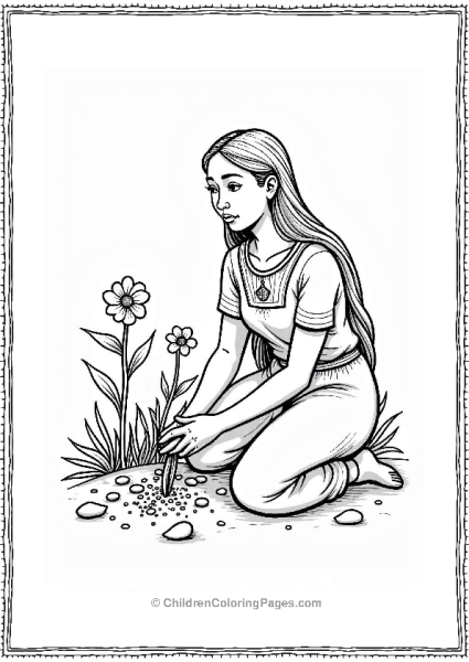 Pocahontas Planting Seeds In A Garden Free PDF Printable