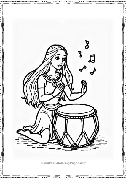 Pocahontas Playing A Drum Free PDF Printable