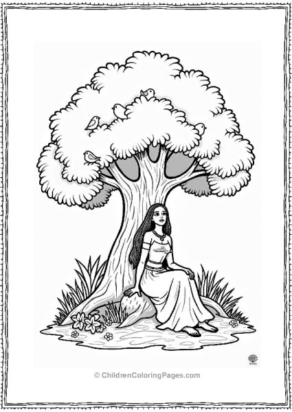 Pocahontas Resting Under A Tree Free PDF Printable