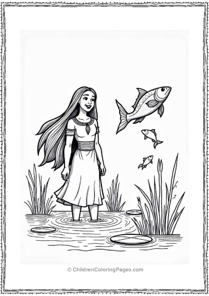 Pocahontas Watching Dancing Fish Free PDF Printable