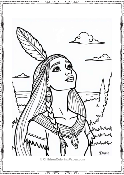 Pocahontas With A Feather In Her Hair Free PDF Printable