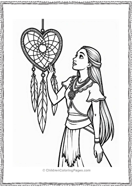 Pocahontas With A Heart Shaped Dreamcatcher Free PDF Printable