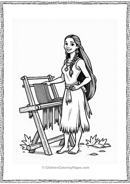 Pocahontas With A Weaving Loom Free PDF Printable