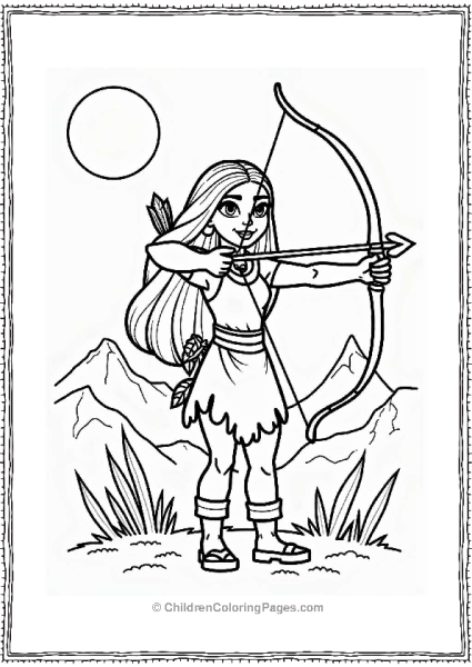 Pocahontas With Bow And Arrow Free PDF Printable