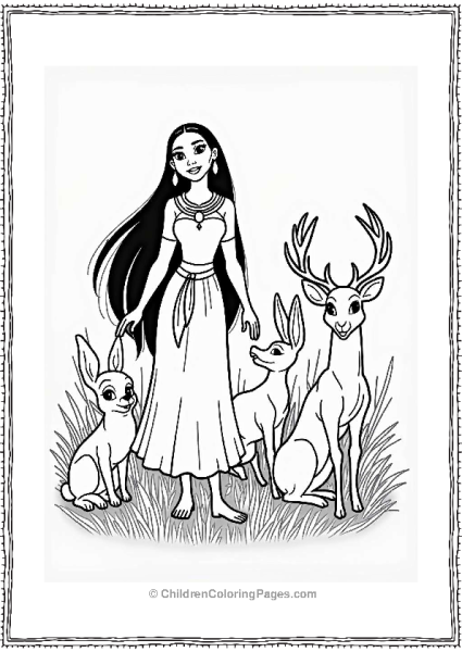 Pocahontas With Woodland Friends Free PDF Printable