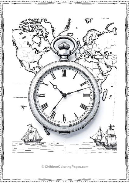 Pocket Watch Vintage Map Background A Classic Image Free PDF Printable