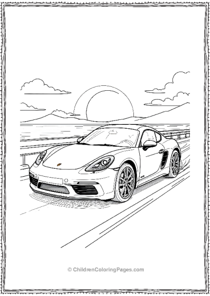 Porsche 718 Cayman Racing Alongside A Sunset Free PDF Printable