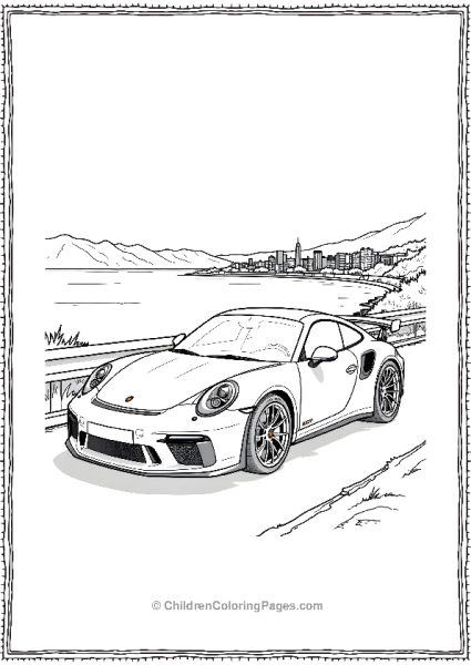 Porsche 911 GT2 Parked At A Scenic Overlook Free PDF Printable