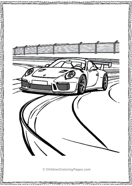 Porsche 911 GT3 On A Racing Track With Tire Marks Free PDF Printable