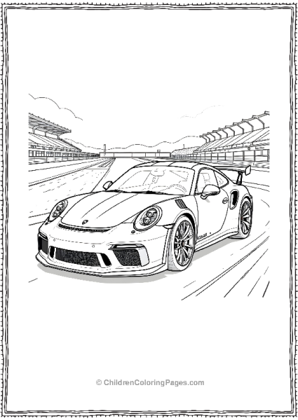 Porsche 911 GT3 RS With A Racetrack Free PDF Printable