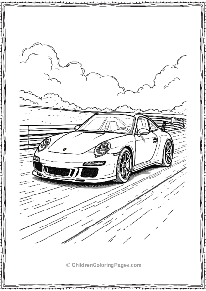 Porsche 911 On A Racing Track Free PDF Printable