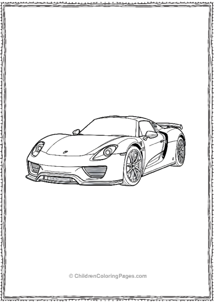 Porsche 918 Spyder With Its Iconic Spoiler Free PDF Printable