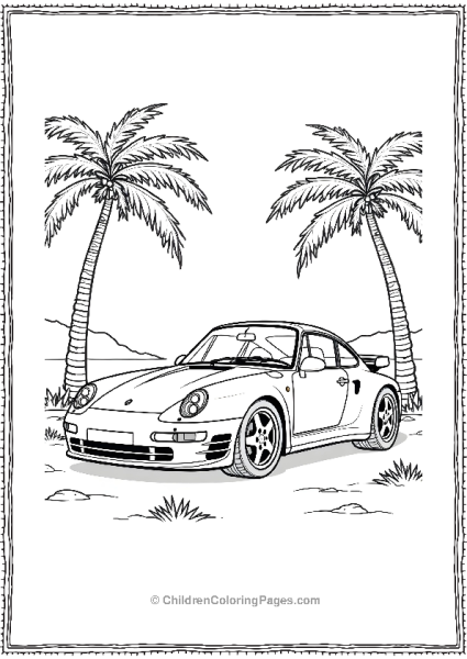 Porsche 959 Surrounded By Palm Trees Free PDF Printable