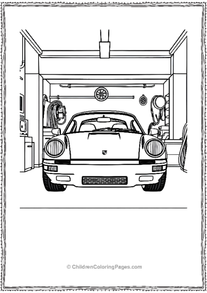 Porsche Carrera RS With A Retro Garage Free PDF Printable