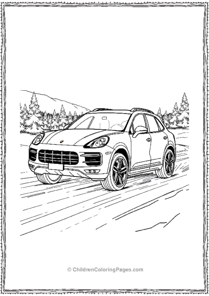 Porsche Cayenne Driving Through A Snowy Winter Free PDF Printable