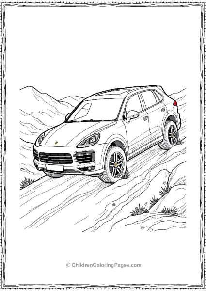 Porsche Cayenne SUV Climbing A Rugged Hill Free PDF Printable