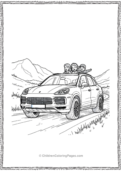 Porsche Cayenne With A Family Free PDF Printable