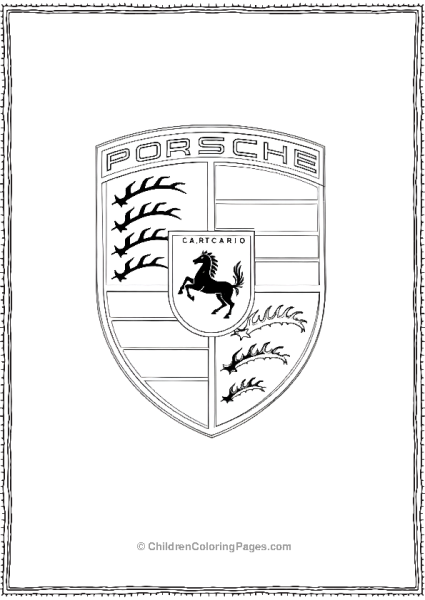 Porsche Emblem And Logo In Bold Outlines Free PDF Printable