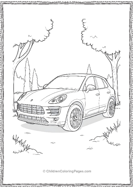 Porsche Macan Surrounded By Trees And Nature Free PDF Printable