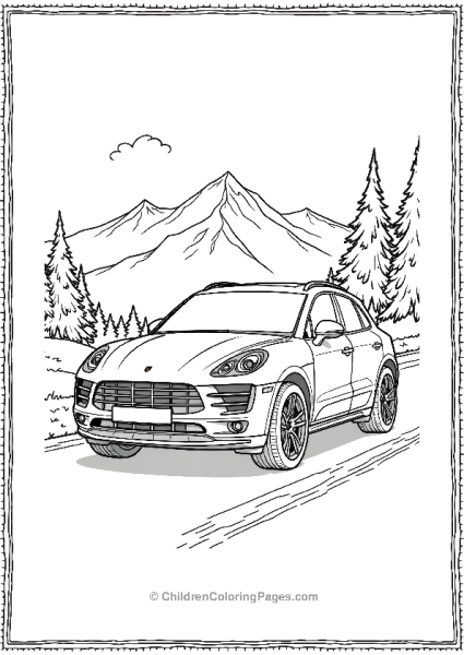 Porsche Macan With Snowcapped Mountains Free PDF Printable