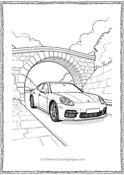 Porsche Panamera Passing Through A Bridge Free PDF Printable