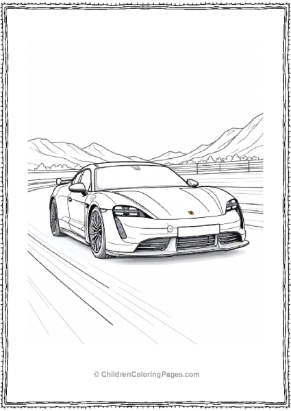 Porsche Taycan Racing On A Track Free PDF Printable