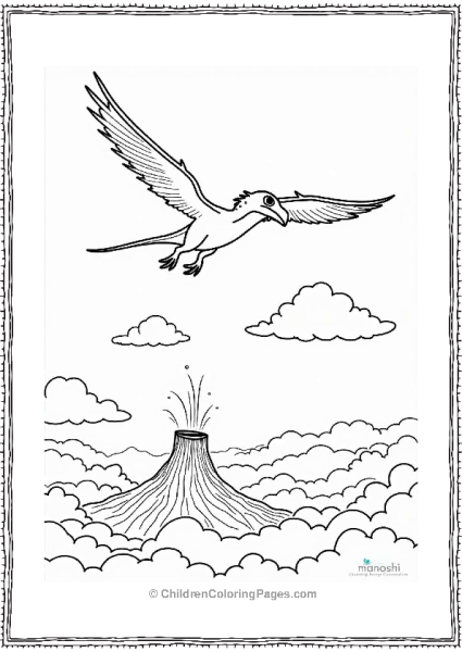 Pterodactyl Soaring Above A Volcano Free PDF Printable