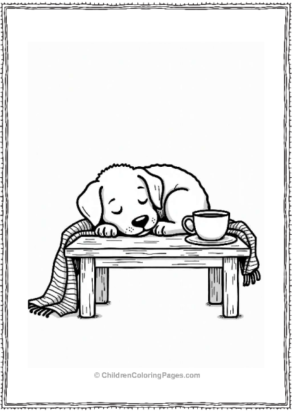 Puppy Sleeping On A Coffee Table Free PDF Printable