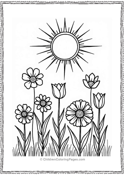 Radiant Sun Over Flower Garden Free PDF Printable