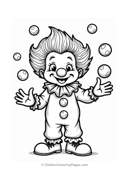 Rainbow Wig Clown Juggling Balls Free PDF Printable