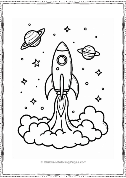 Rocket Ship Launching Into Space Free PDF Printable