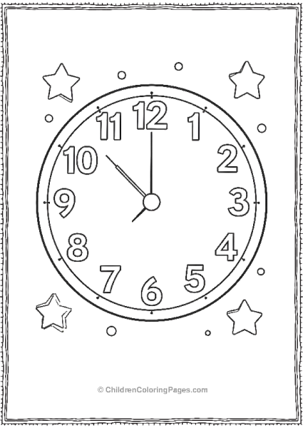 Round Clock With Bold Numbers Free PDF Printable