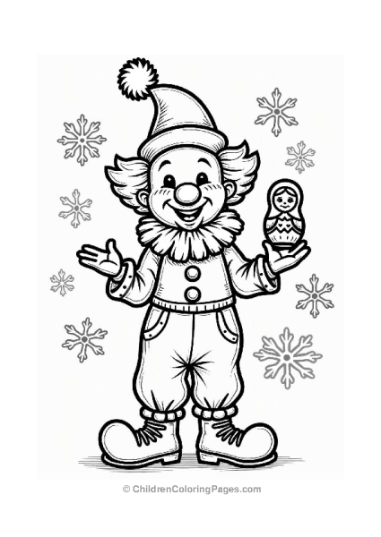 Russian Clown Balancing A Matryoshka Doll Free PDF Printable