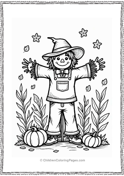 Scarecrow Among Falling Leaves Free PDF Printable