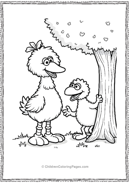 Sesame Street Big Bird And Snuffy Under A Tree Free PDF Printable